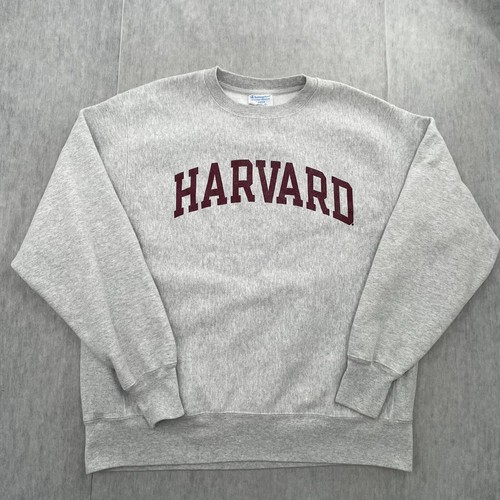 Harvard Sweater Adult Large Gray Champion Reverse Weave Pullover Sweatshirt Mens
