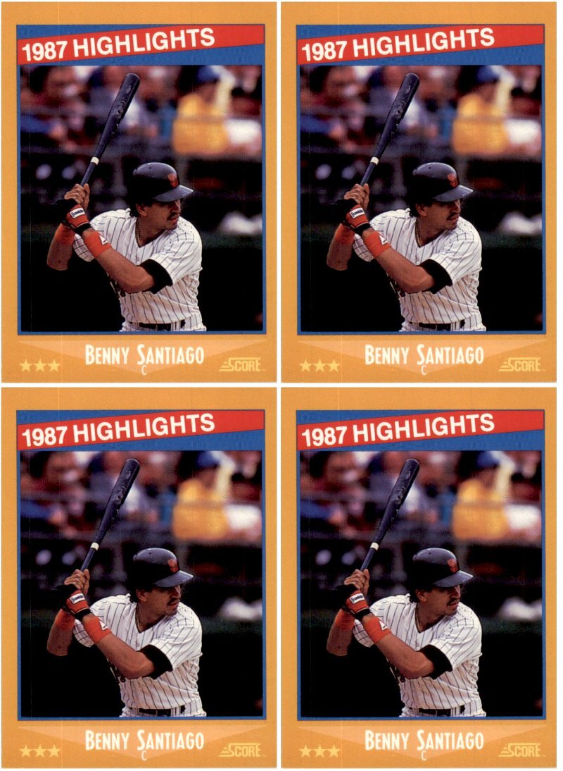 (4) 1988 Score #654 Benny Santiago San Diego Padres Card Lot