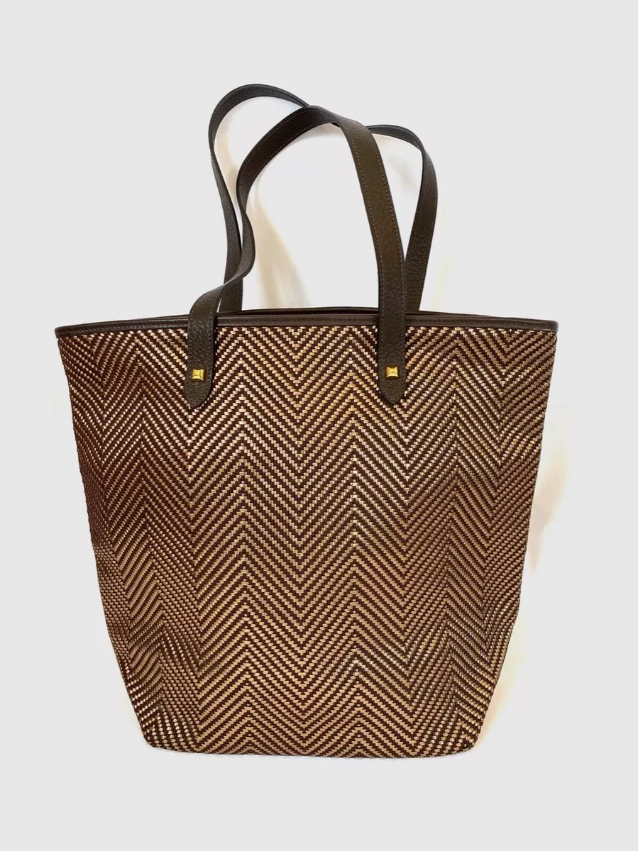 Hermès Maxibox Cabas Chennai Pm Herringbone Gold and Brown Leather Tote Bag | eBay