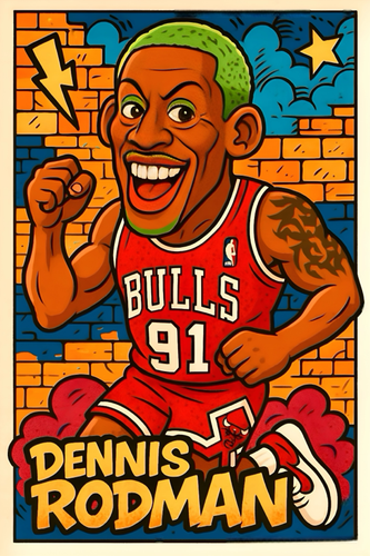 4 x 6 * DENNIS RODMAN * Chicago Bulls * BASKETBALL ART * Matte Photo Print