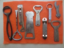 Lot of 9 Vintage Bottle Openers Some Beer Advertising