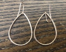 Rose Gold Over 925 Sterling Silver Italy Signed Texted Open Tear Drop Earrings