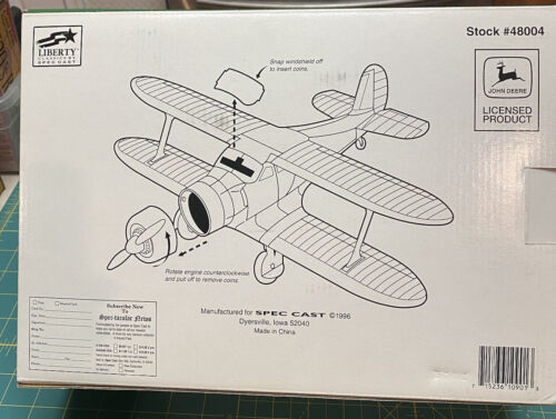 John Deere Beech D17 Staggerwing Bank Diecast Metal Limited Edition # 48004 NIB - Picture 2 of 9