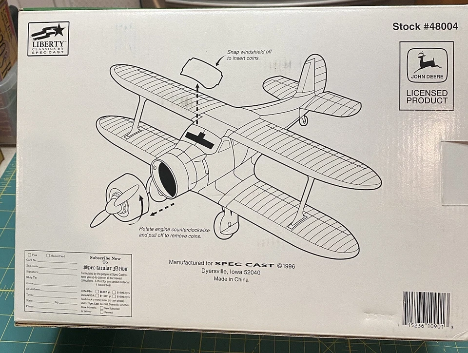 John Deere Beech D17 Staggerwing Bank Diecast Metal Limited Edition # 48004 NIB - Image 2 of 4