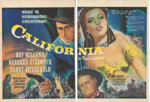1947 California Western Movie Ray Milland Barbara Stanwick 2 Page Print Ad