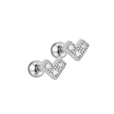 925 Sterling Silver Tiny Heart CZ Screw Back Helix Tragus Stud Earring A1031