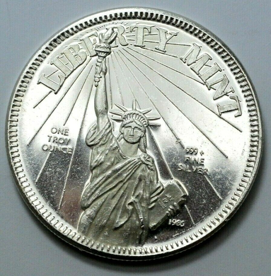 1986 1 Oz 999+FINE Silver Round LIBERTY MINT Statue of Liberty