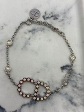 Auth CHRISTIAN DIOR CD White Rhinestone Brace...