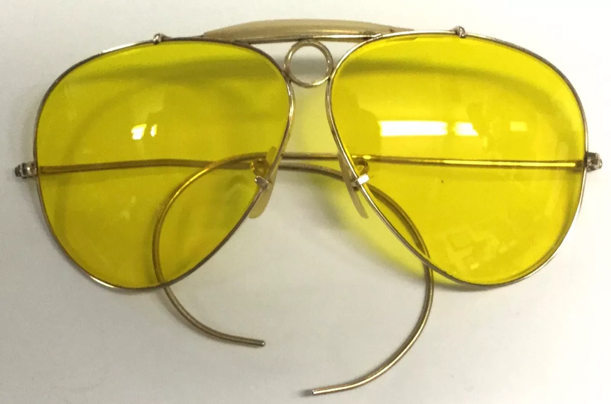 Vintage Ray Ban Bausch Lomb Bullet Hole 1 10 12K GF Shooter Yellow Sunglasses