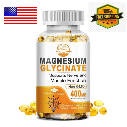 Magnesiumglycinat 400mg - 120 Kapseln für Schlaf, Stressabbau Unterstützung Knochen
