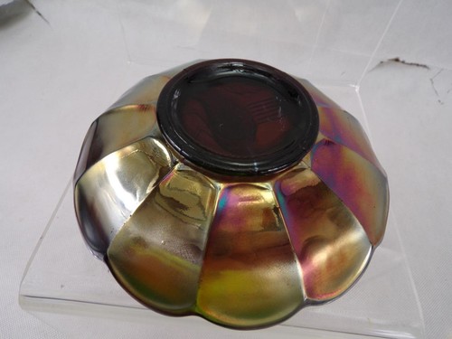 Northwood carnival glass amethyst ice cream shaped bowl Peacock and urn 1F14 - Picture 6 of 8