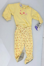 Vtg Carter  s Baby Toddler Snap 2 Piece Pajamas Non-Slip Feet Footed 9-12 m NEW