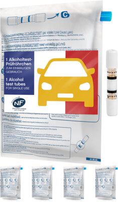 ACE Alkotest-Prüfröhrchen mit Ballon & NF-Zertifikat 5 einzeln Prüfröhrchen