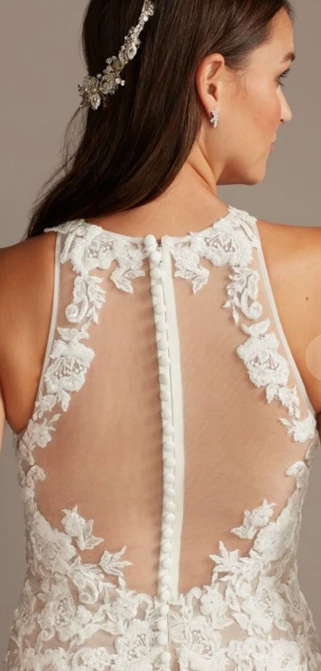 Vestido de novia David's Bridal Galina Signature TALLA 24W lentejuelas hiedra bisque SWG843 Foto 2 de 4