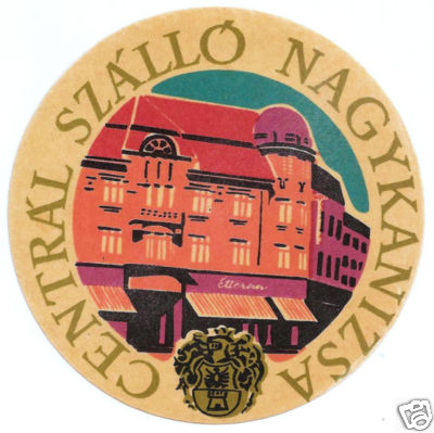 Vintage Luggage Tag Hungary Nagykánizsa Central Hotel-image