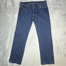 Levis 501 Jeans Mens 36x32 Blue Denim Straight Leg Button Fly Classic Pants
