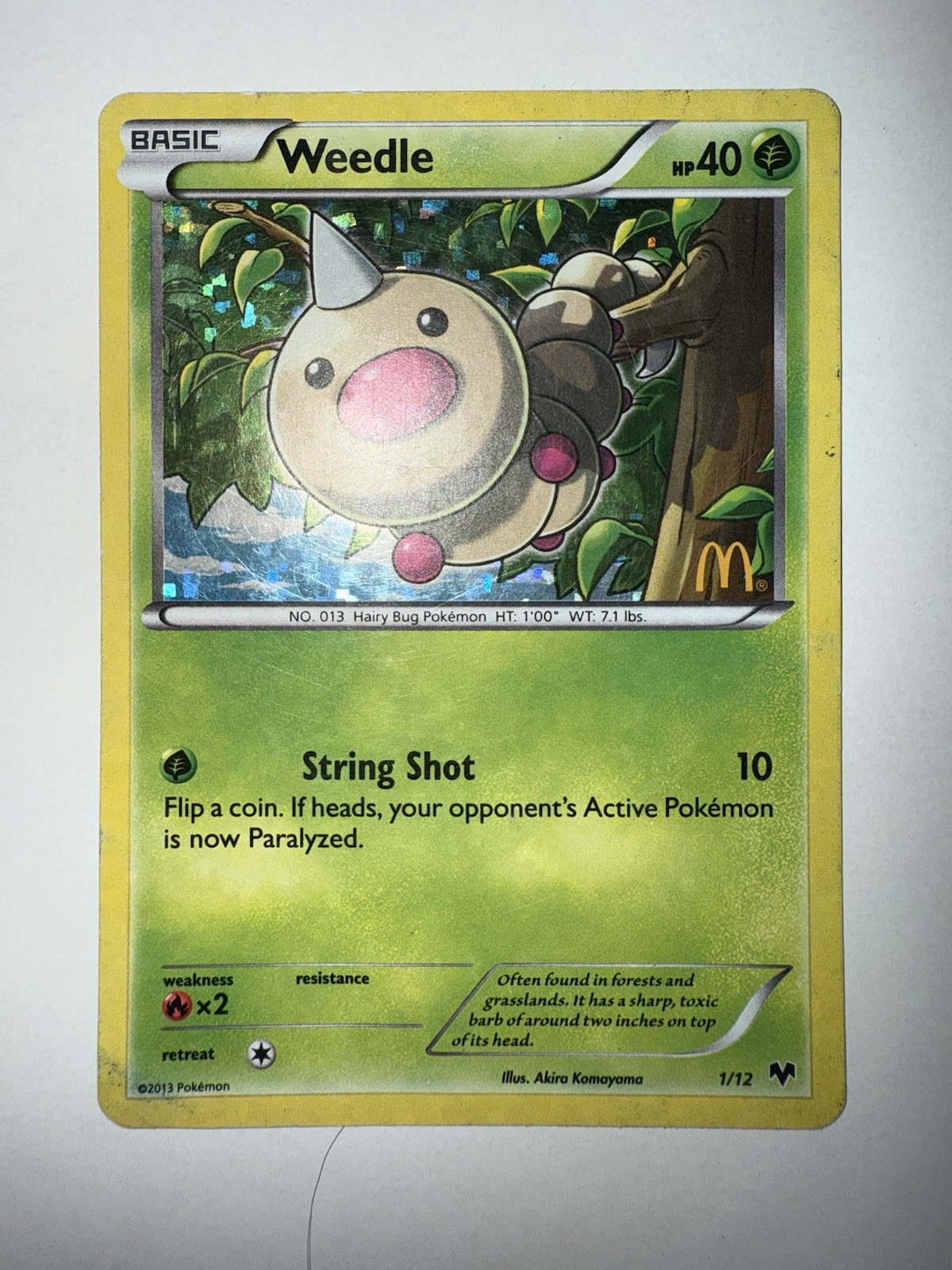 Weedle 1/12 McDonalds Promo 2013 Holo Rare Pokemon Card Mp