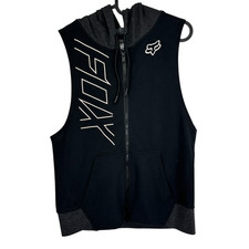 Fox Vest Hoodie Damen Medium Schwarz Precised Cut Off Full Zip Gilet Ärmellos
