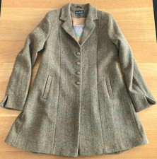 HARRIS TWEED for ELIZ.SCOTT  Olive/Brown Multi-Color 100% Wool Coat - Size M