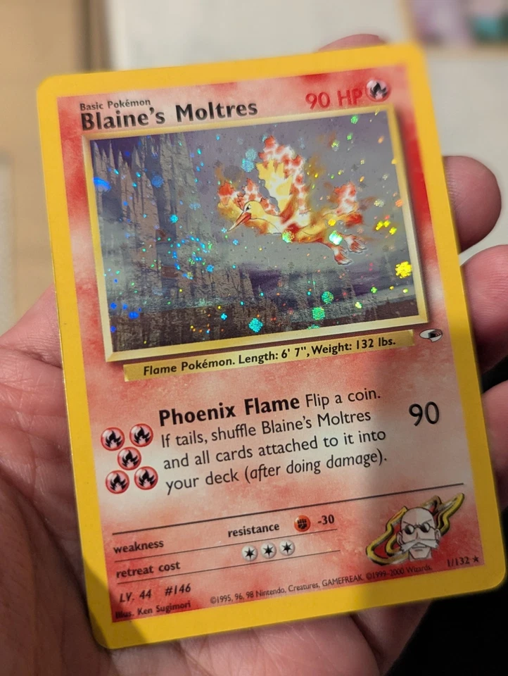 Blaine's Moltres 1/132 Gym Heroes Swirl Pokemon Tcg WOTC LP+ 🌀🌀 - Image 4 of 4