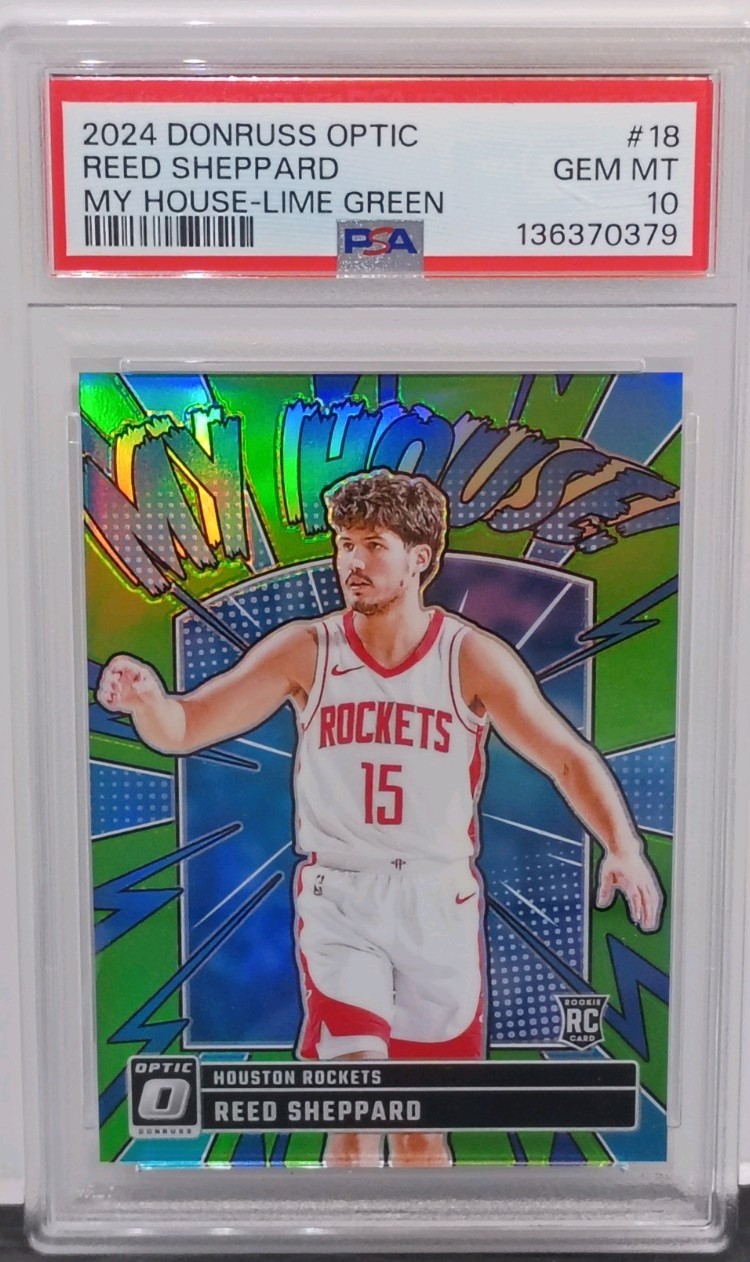 PSA Graded 10 2024-25 Donruss Optic My House Reed Sheppard #18 Lime Green /199