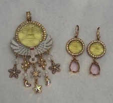 Kirk’s Folly Great Snowy Owl Venus SEA VIEW MOON Magnetic Enhancer & Earrings