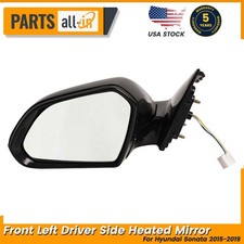 Front Driver Side Heated Side Mirror For 2015-2019 Hyundai Sonata Glossy Black Front Driver Side Heated Side Mirror For 2015-2019 Hyundai Sonata Glossy Black