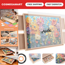 1000-Piece Rotating Puzzle Board with 4 Drawers - Portable Wooden Jigsaw Table,
