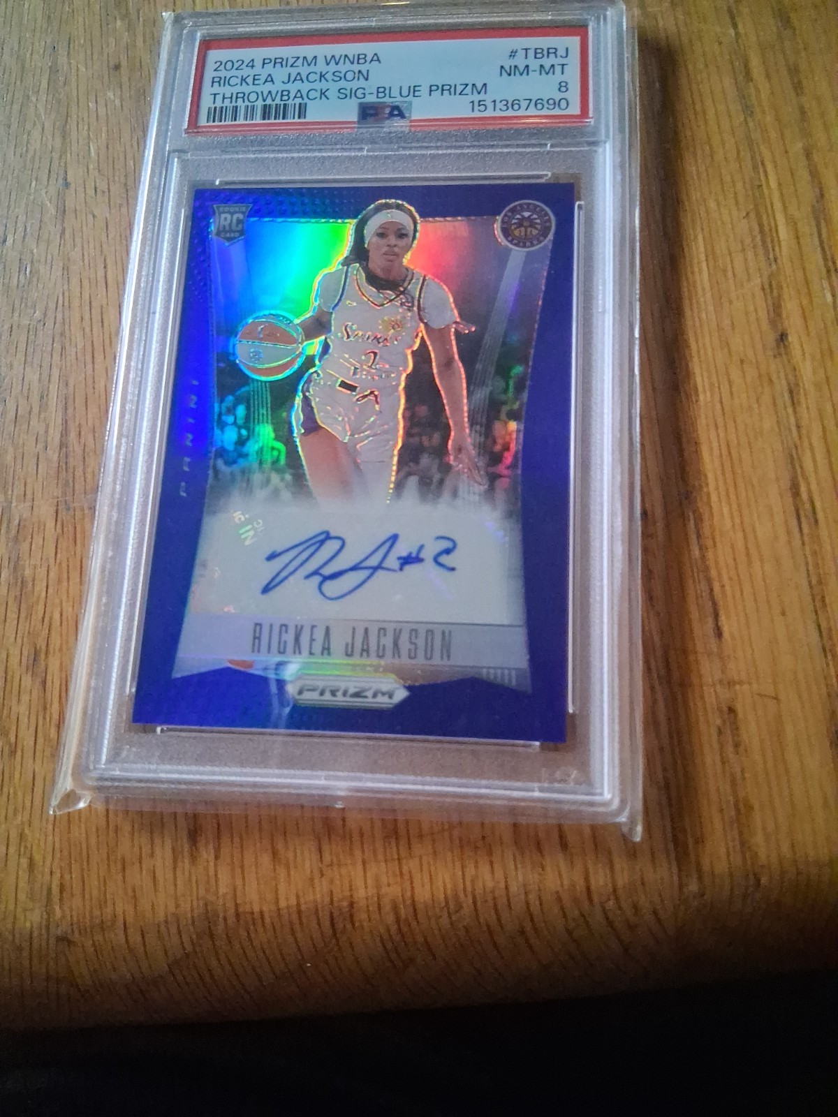 2024 Panini Prizm WNBA Rickea Jackson Blue Auto 34/75 Rookie Sparks Throwback view 3