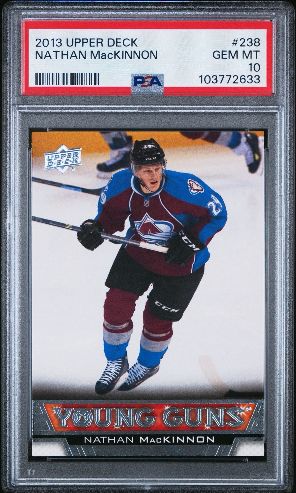 2013 UPPER DECK #238 NATHAN MACKINNON YOUNG GUNS RC ROOKIE PSA 10