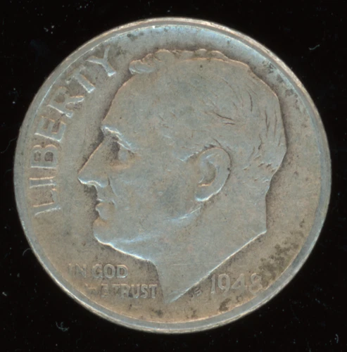 1948 P Roosevelt Silver Dime Circulated Dime KM #195 0.900 Silver 0.0723 oz. ASW