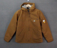 Carhartt Sherpa Lined Jacket Women S 4-6 Brown Loose Fit Canvas 104292 BRN NWT