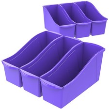 Large Book Bin, Interlocking Plastic Organizer for Home, Office and Classroom...