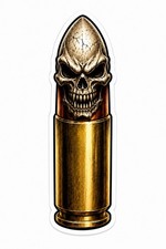 Skull 9mm Bullet Sticker Ammo Decal Tactical Die Cut Vinyl