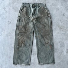 Vintage Y2K Carhartt green stained double knee work wear carpenter pants