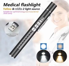 USB Rechargeable Medical Handy Pen Light Mini Nursing Flashlight LED Torch Lamp