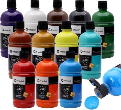 Artecho Acrylfarben Set Professional 12x500 ml, Acrylic Paint Set, Wasserfest