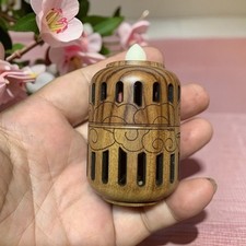 Red Sandalwood Carved Insect Cage 6.7x4cm Incense Burner Ornament