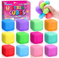 12 Pack Slow Rising Stress Cube, Dough Stress Balls Squishy Fidget Toys for Anxi