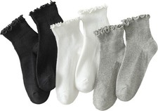 6 Pairs of Ruffle Socks Women, Cute Ruffle Ankle Socks