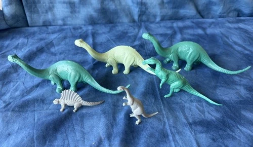 Vintage Marx Prehistoric Dinosaur Playset Lot Green 3x Brontosaurus & More!!!