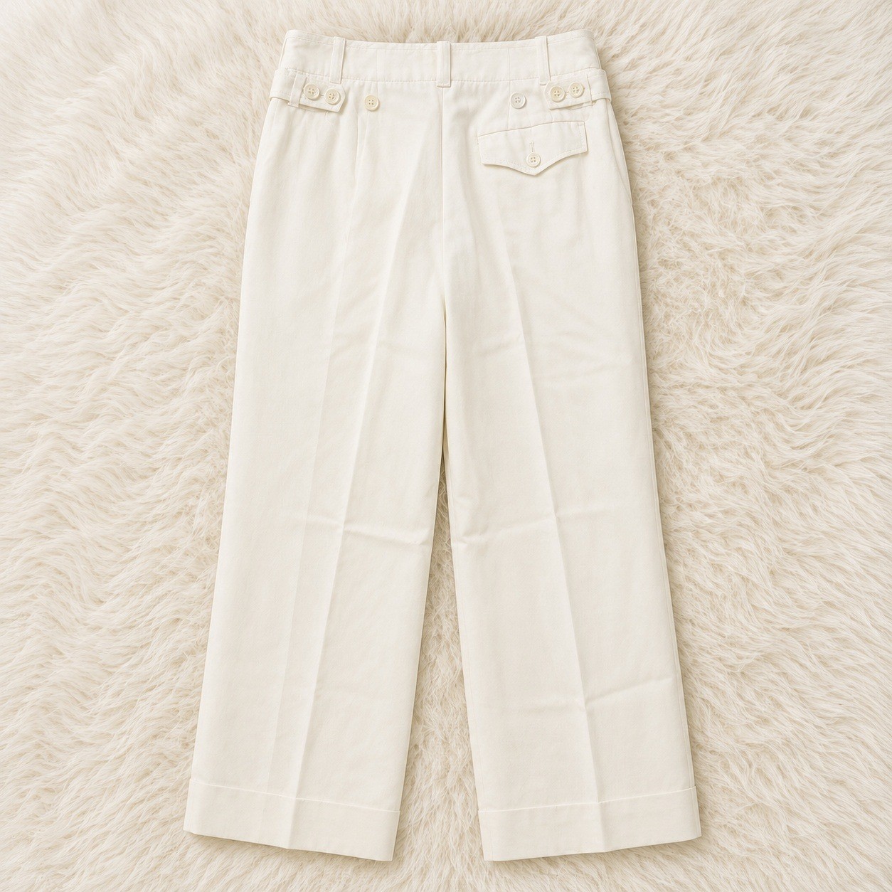Faconnable Wide Leg Trouser Pants High Rise Ivory Linen 2 Old Money Luxury image 3