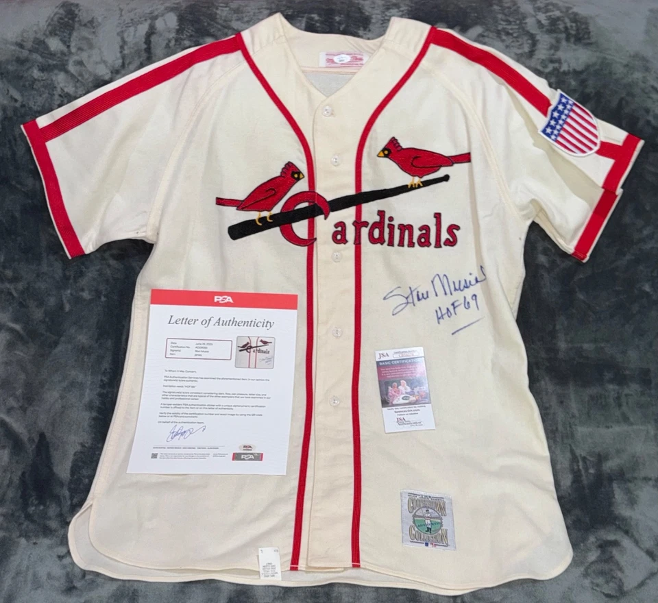 Stan Musial Signed Mitchell & Ness M&N Autographed Jersey "HOF 69 ins" Auto PSA - Image 2 of 4