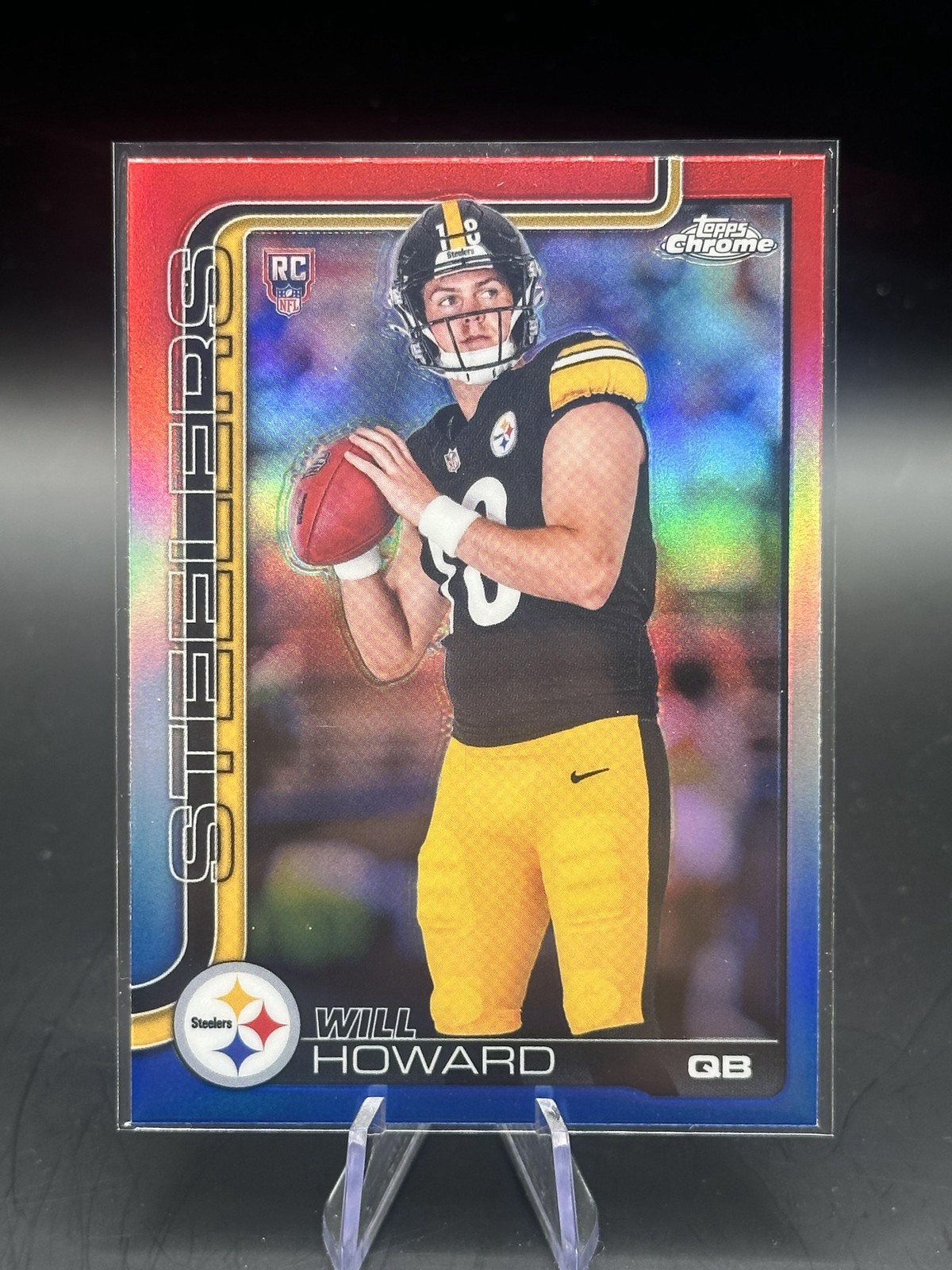 2025 Topps Chrome #321 Will Howard Red White and Blue Refractor
