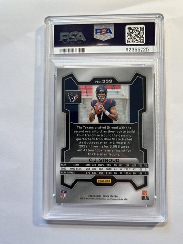 2023 Panini Prizm #339 CJ Stroud Base Rookie RC PSA 10 GEM MINT B3 - Picture 2 of 2