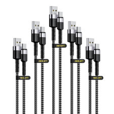 5Pack 3/3/6/6/10FT USB a to USB C Cable for Iphone 15/16,Nylon Braided Sync Da