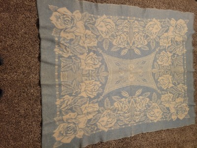 Vintage St. Moritz Golden Dawn Early JC Penny Green Wool Blanket 57''x 74''