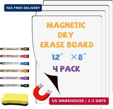 Magnetic Whiteboard for Fridge White Board 12"X8" 4 Pack Magnetic Dry Erase Boar