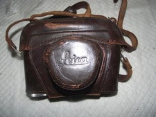 VINTAGE LEICA LEATHER BROWN SLR CAMERA CASE, WITH LEATHER STRAP