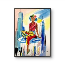 Figurativa colorata 11"x14" donna originale espressionismo astratto arte da parete